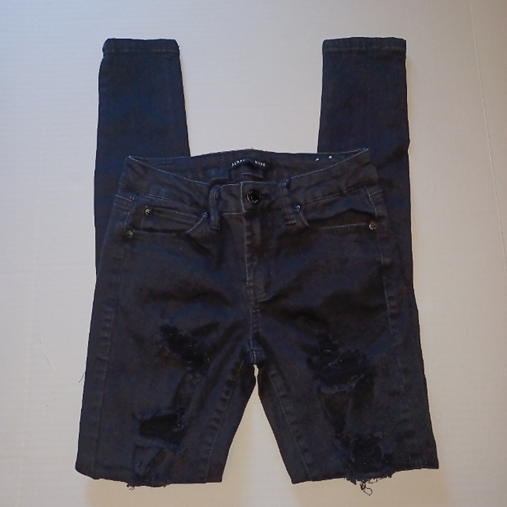 Almost Famous Destroyed Skinny Jeans, Black 27" inseam